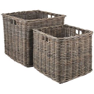 set of two kubu log baskets by cowshed interiors