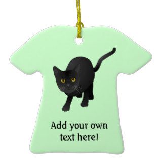 Personalize a cute Black Cat Christmas Tree Ornaments