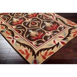 Hand knotted Multi Colored Floral Lyon New Zealand Wool Rug (2' x 3') Surya Accent Rugs