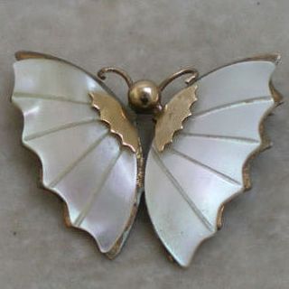 vintage mother of pearl butterfly brooch by ava mae designs