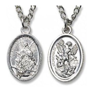 Catholic Necklace Guardian Angel, St. Michael Devotional Medal with Chain, Material Lead free Zinc Alloy Size 1" H, 20" L. Michael the Archangel Is Known for Protection As Well As the Patron of Against Danger At Sea, Against Temptations, Ambula