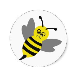 angry bee round stickers