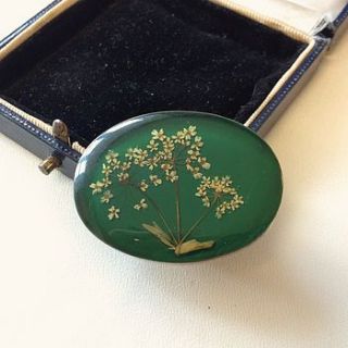 vintage green lucite dried flower brooch by iamia