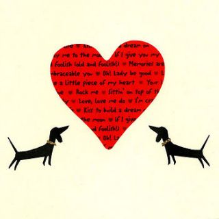 dachshunds and heart card by poochcards of london pooch