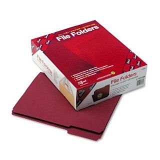 Top Tab File Folders, Double Ply Top, 1/3 Cut, Letter, Maroon, 100/Box (SMD13084) Toys & Games
