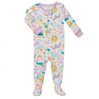 Carter's Baby Girls One Piece Cotton Knit Footed Sleeper Pajamas "Doggie Love" (12 Months) Clothing