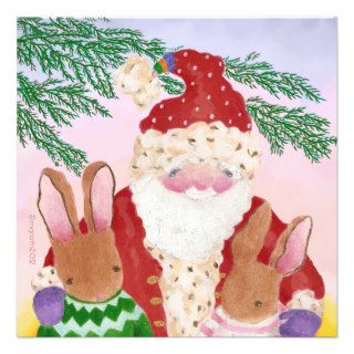 Santa and rabbits photo card