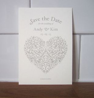 heart vintage style save the date card by lovat press