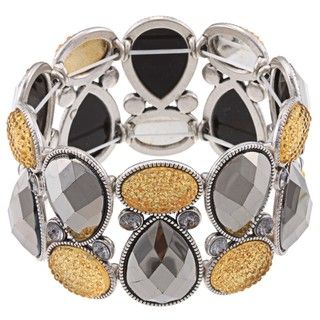 Sparkling Sage Silvertone Faux Druzy Stretch Bracelet Fashion Bracelets