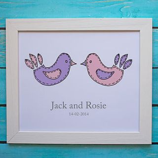 personalised penguin pairs print by claire close