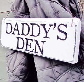 wooden den sign personalised wire strung by potting shed designs