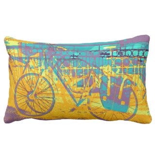 colorful urban bike collage pillows
