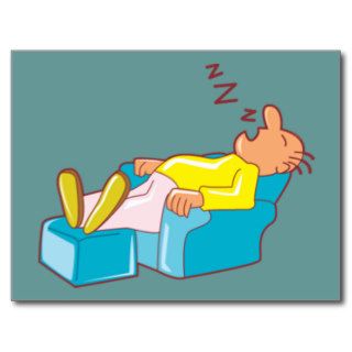 Cartoon Man Sleeping In Lounge Chair ZZZ Post Card