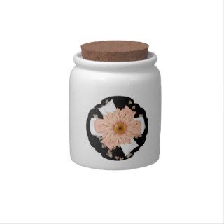 Peach Daisy Storage Container Cookie Jar Candy Jar