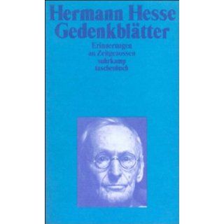 Gedenkblatter (Suhrkamp Taschenbuch) (German Edition) Hermann Hesse 9783518374634 Books