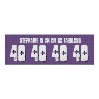 40th Birthday Custom Banner Purple Polka Dots V13 Posters