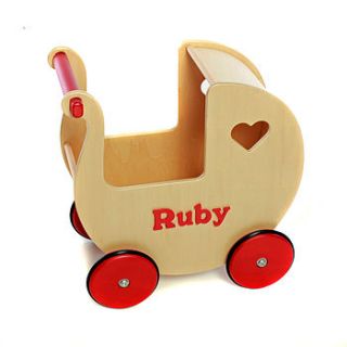 personalised wooden dolls pram by pitter patter products