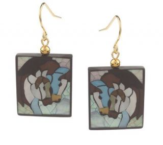 Lee Sands Double Horse Inlay Earrings —