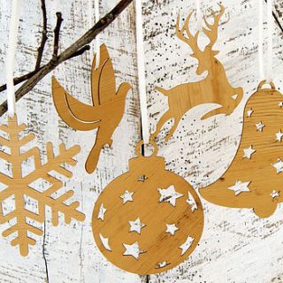 mix and match pack of five tree decorations by urban twist