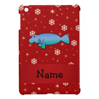 Personalized name manatee red snowflakes case for the iPad mini