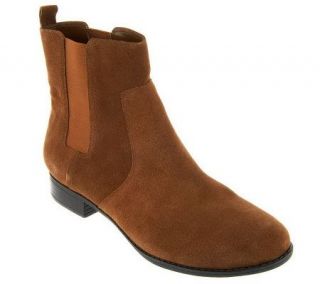 Isaac Mizrahi Live Gored Leather Ankle Boots —