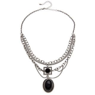 Alexa Starr Goldtone Vintage inspired Black Lucite Necklace Alexa Starr Fashion Necklaces