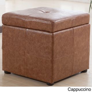 Leatherette Upholstered Storage Cube Ottoman Ottomans