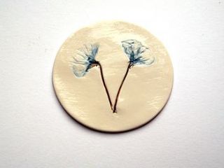 handmade ceramic coaster   blue flowers by melissa choroszewska ceramics