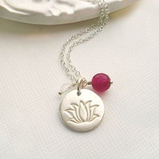 silver lotus charm necklace by mia belle