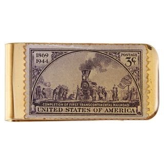 American Coin Treasures Brass Train Stamp Money Clip American Coin Treasures Men's Gift Items