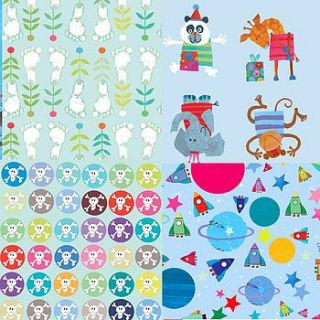 mixed set of boys wrap one by square card co