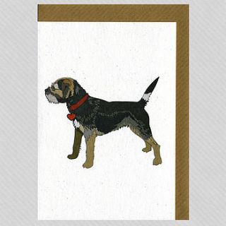 illustrated blue border terrier blank card by illustrated cards