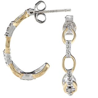 La Preciosa Sterling Silver CZ Open Circle Link Semi hoop Earrings La Preciosa Cubic Zirconia Earrings