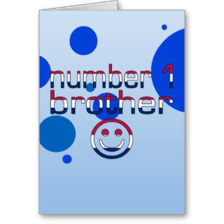 Number 1 Brother in American Flag Colors Greeting Card