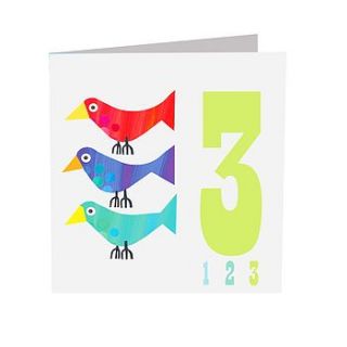 sparkly three birds card by square card co
