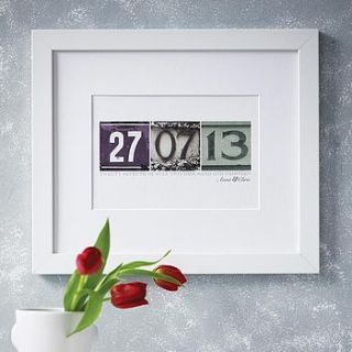 personalised date art print by letterfest
