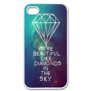 Apple iPhone 4 4G 4S Rihanna Inspired We're Beautiful Like Diamonds In the Sky Nebula Stars Hipster WHITE Sides Slim HARD Case Skin Cover Protector Accessory Vintage Retro Unique AT&T Sprint Verizon Virgin Mobile Cell Phones & Accessories