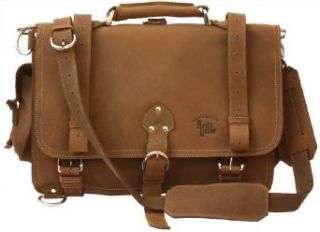 Rustic Leather Distressed, Full Grain Leather Messenger Bag Briefcase Medium 14"   Buckskin Tan Rustic Leather One Size Clothing