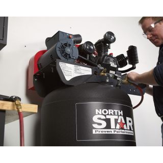 NorthStar Electric Air Compressor — 5 HP, 80-Gallon Vertical, 230 Volt, 14.9 CFM @ 90 PSI  19 CFM   Below Air Compressors