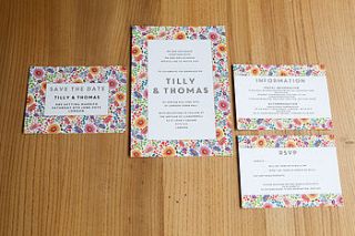 bright flowers wedding invitation set by lucy says i do