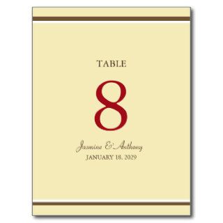 Red Sakura Cherry Blossoms Wedding Table Number Post Cards