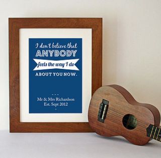 personalised 'oasis' song lyric print by hope and love