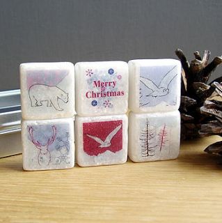 arctic christmas marble magnets by littlebirdydesigns
