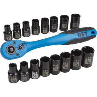 UST SAE/Metric Socket Set — 17-Pc., 1/2in.-Drive  1/2in. Drive Sets