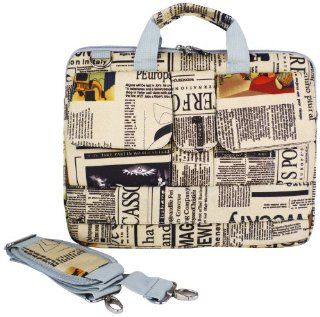 14 inch Newspaper Pattern Laptop Carry Case / Shoulder Messenger Bag / Briefcase for Macbook, Acer, Dell, HP, Sony Notebook Computers & Accessories