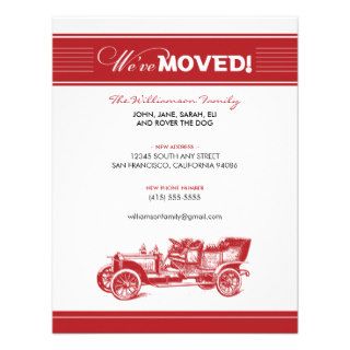 Antique Car Family Moving Announcement (red)