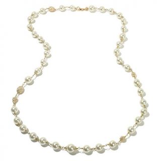 Joan Boyce Simulated Pearl Crystal Station 40" Linked Necklace