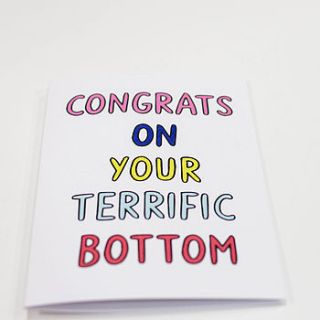 'congrats on your terrific bottom' card by veronica dearly