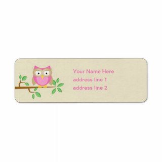Pink Owl Address Label