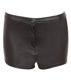 Pilot Ella Leather Look Hotpants in Black, size 4 Shorts